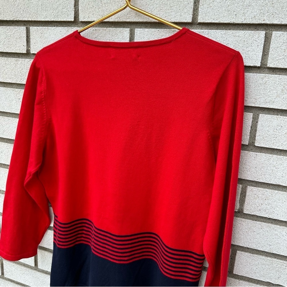 Pendleton Silk Blend Knit Sweater Red Navy Stripe Colorblock Pullover L Heritage - Picture 8 of 8